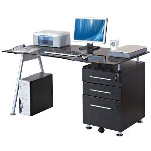 思客 钢化玻璃高级办公家具办公桌 简约书桌电脑桌工作桌 1.2m 12014 (黑木纹色F15): 亚马逊中国: 办公用品